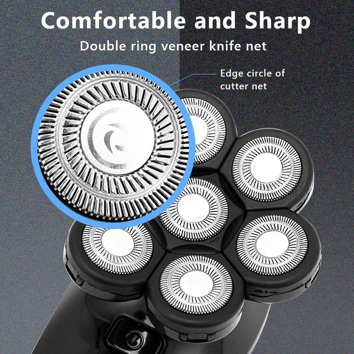 Vablee™ 7D Bald Shaver Kit Pro - With the new upgraded version of our shaver, 7 stainless steel razor heads will flex and contour to the shape of your skull or face. The ergonomic design makes your use intuitive and doesn't even require a mirror.