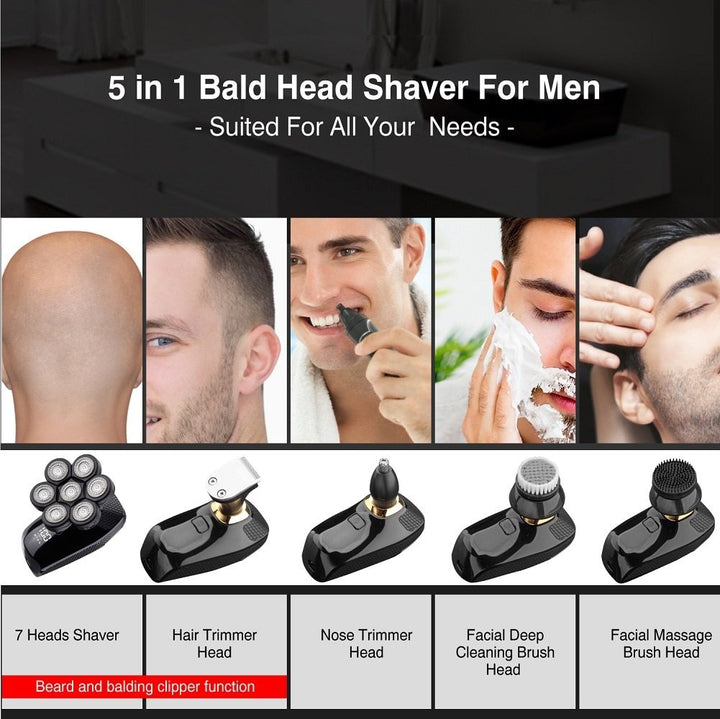 Vablee™ 7D Bald Shaver Kit Pro - With the new upgraded version of our shaver, 7 stainless steel razor heads will flex and contour to the shape of your skull or face. The ergonomic design makes your use intuitive and doesn't even require a mirror.